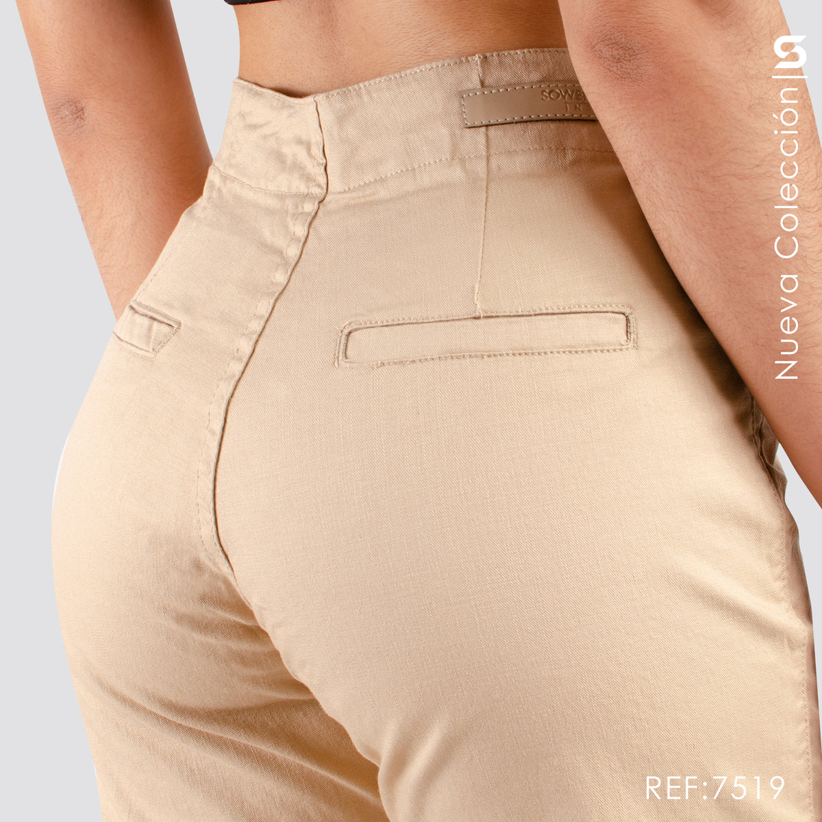 Pantalón Mom Fit Kaki Tiro Alto S7519