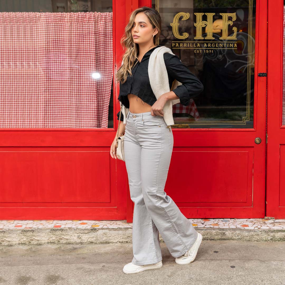 Pantalón Mom Flare Tiro Alto 3723