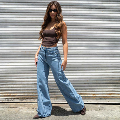 Jeans Wide Leg Rigido Tiro Alto 7608