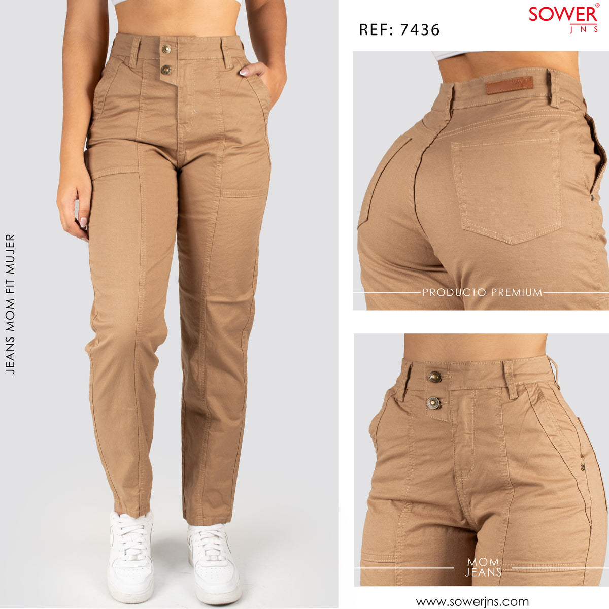 Jeans Mom Fit Tiro Alto S7436
