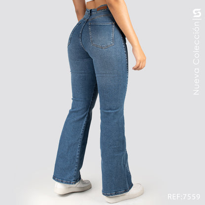 Jean Mom Bota Ancha Tiro Alto S7559