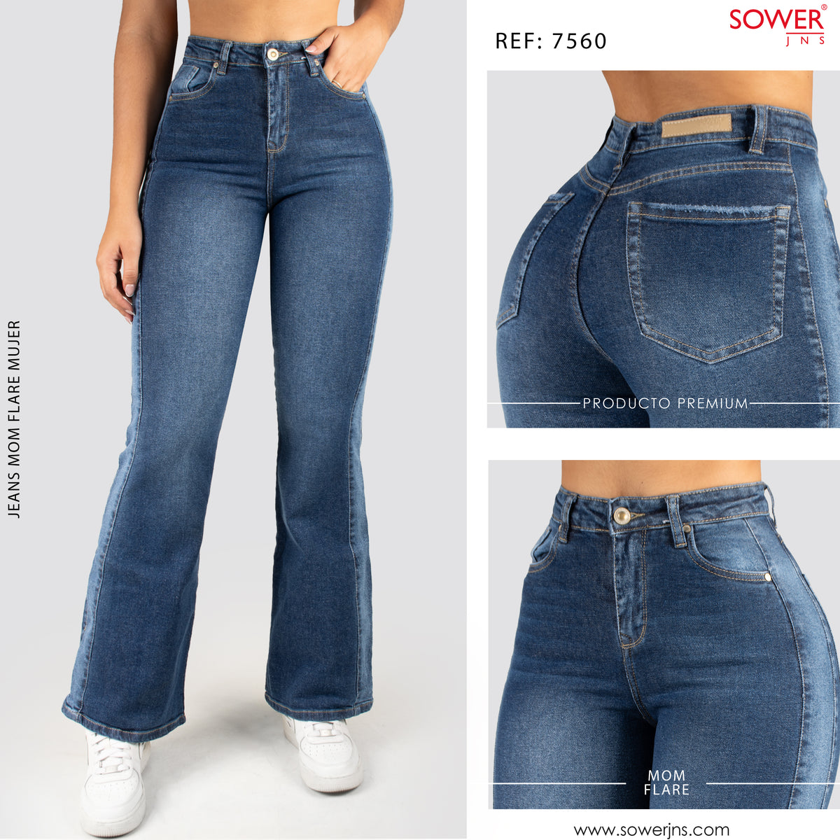 Jeans Mom Bota Ancha Alto S7560