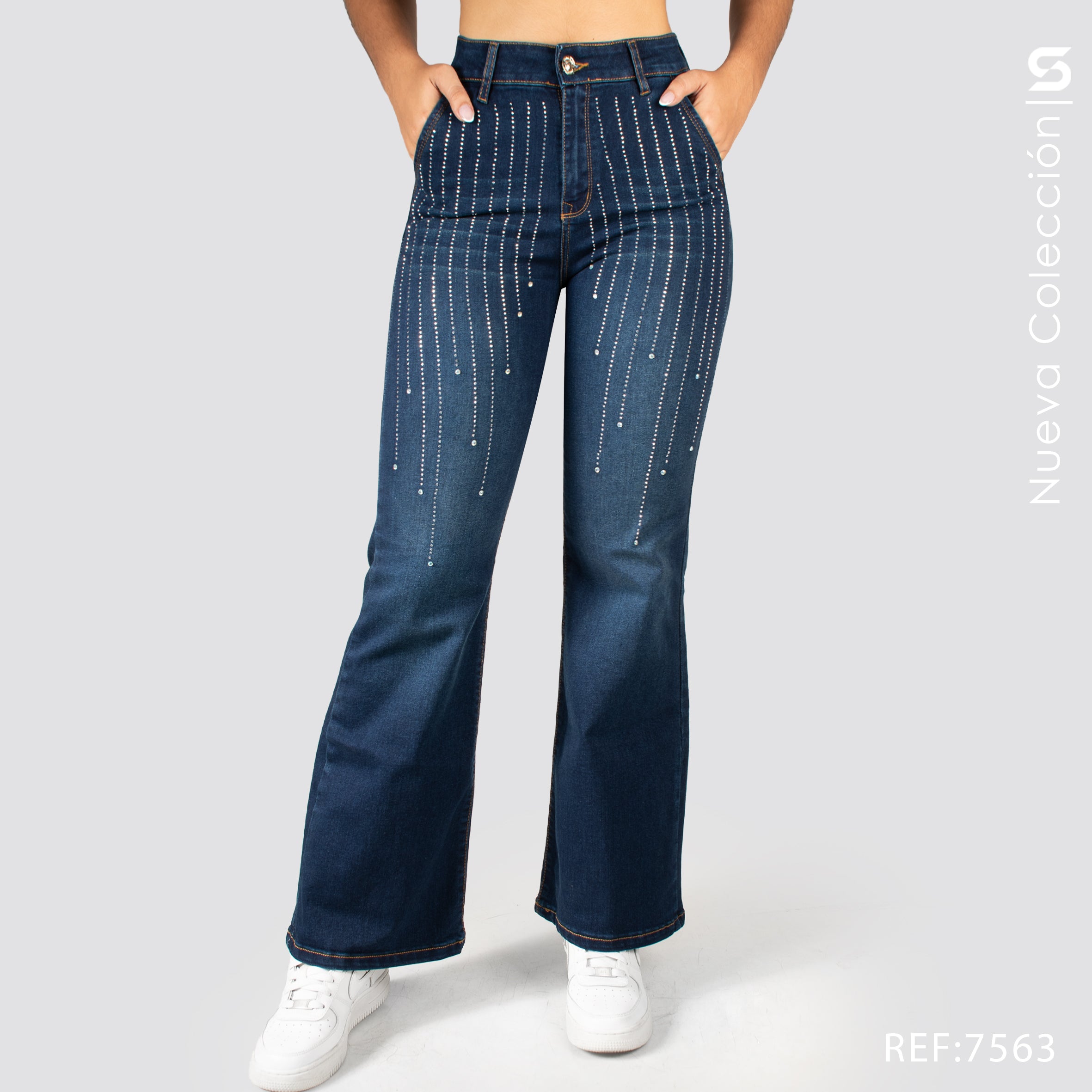 Jeans Mom Flare Tiro Alto S7563-P