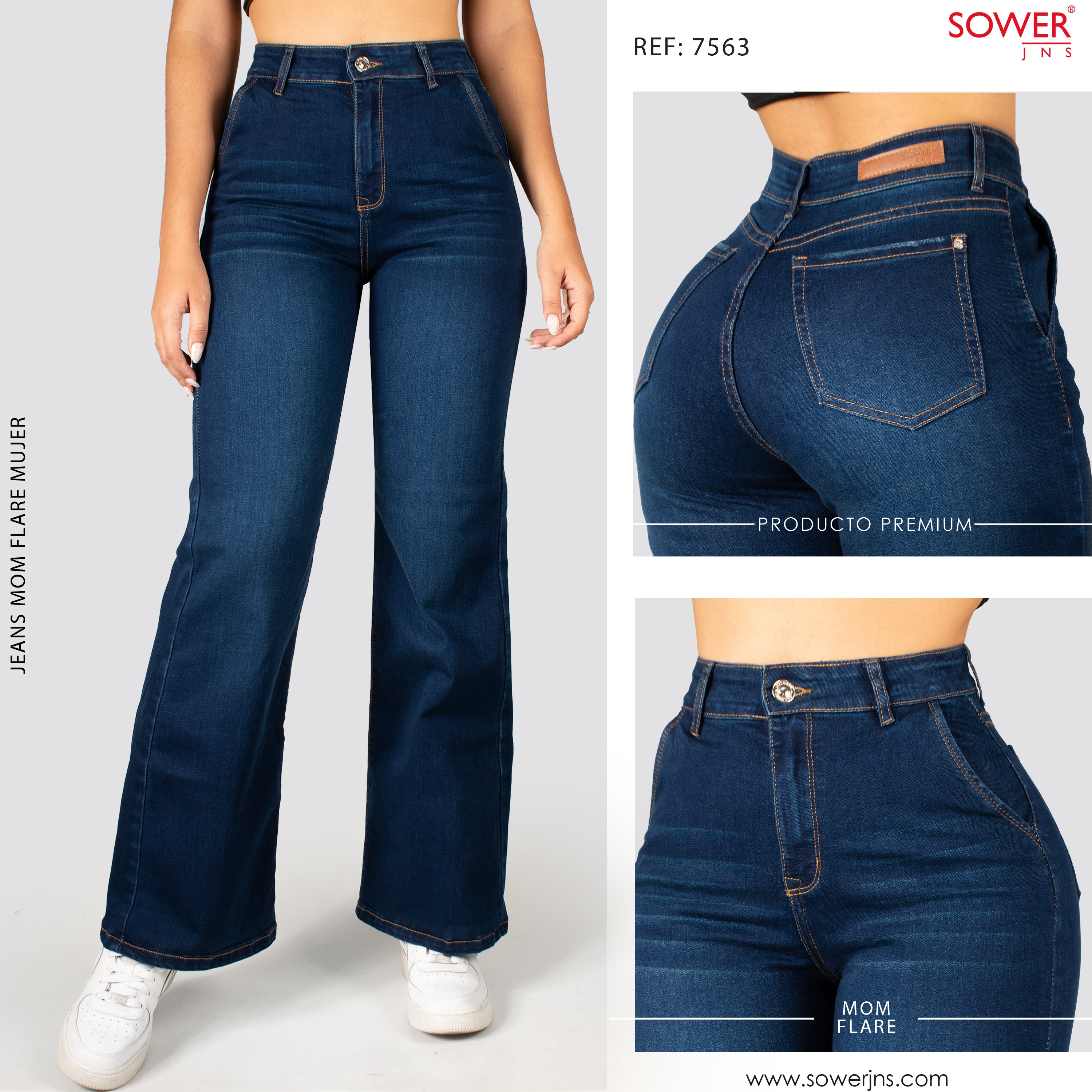 Jeans Mom Bota Ancha Tiro Alto S7563