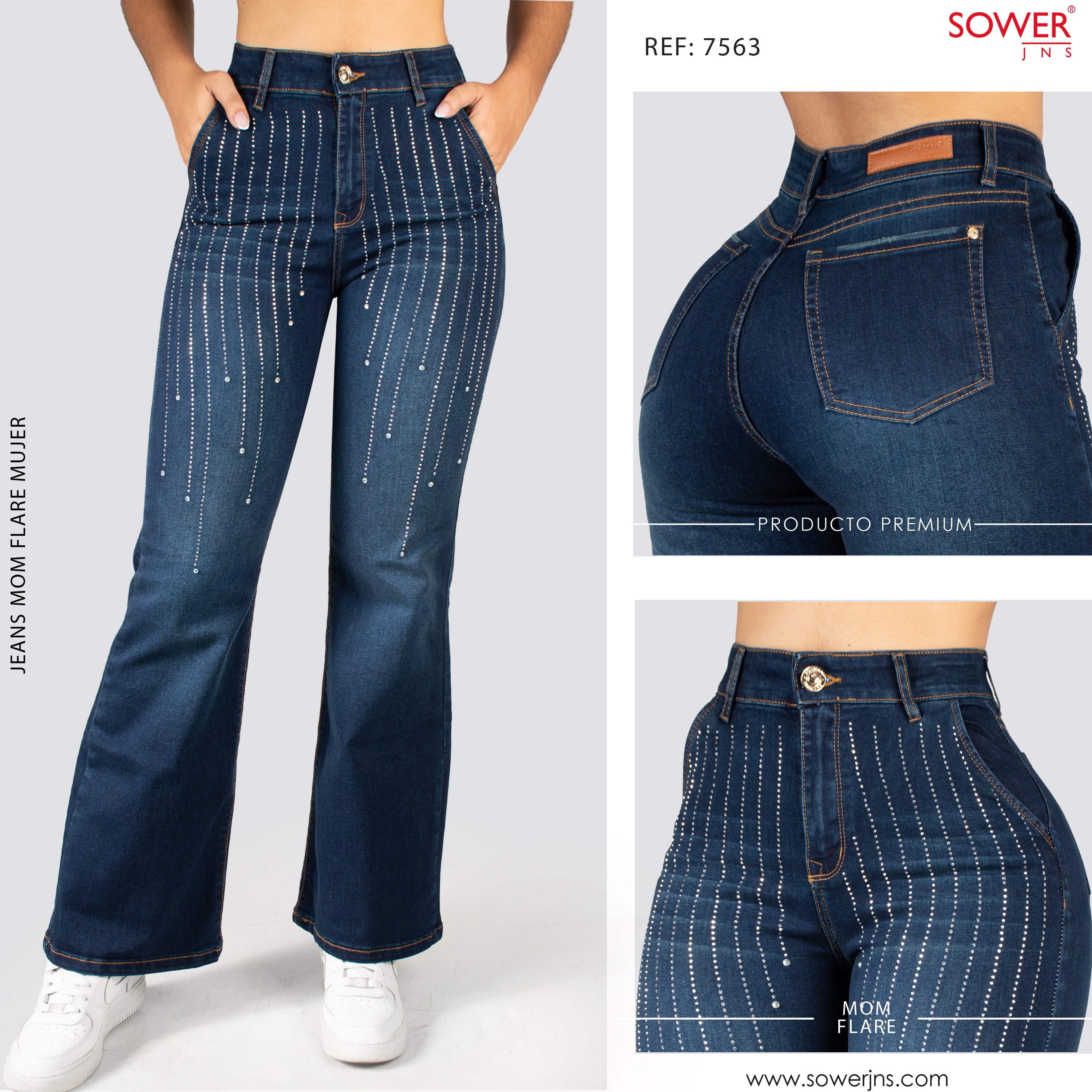 Jeans Mom Flare Tiro Alto S7563-P