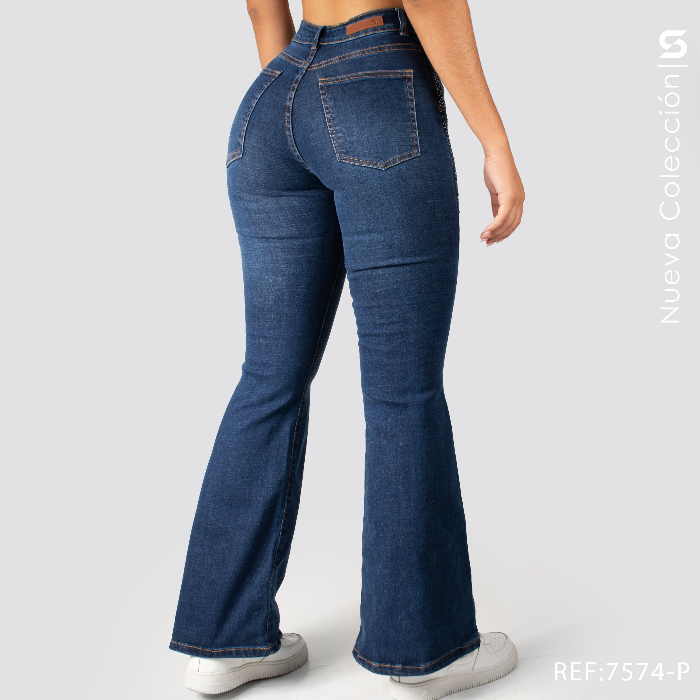 Jeans Mom Bota Ancha Alto S7574-P