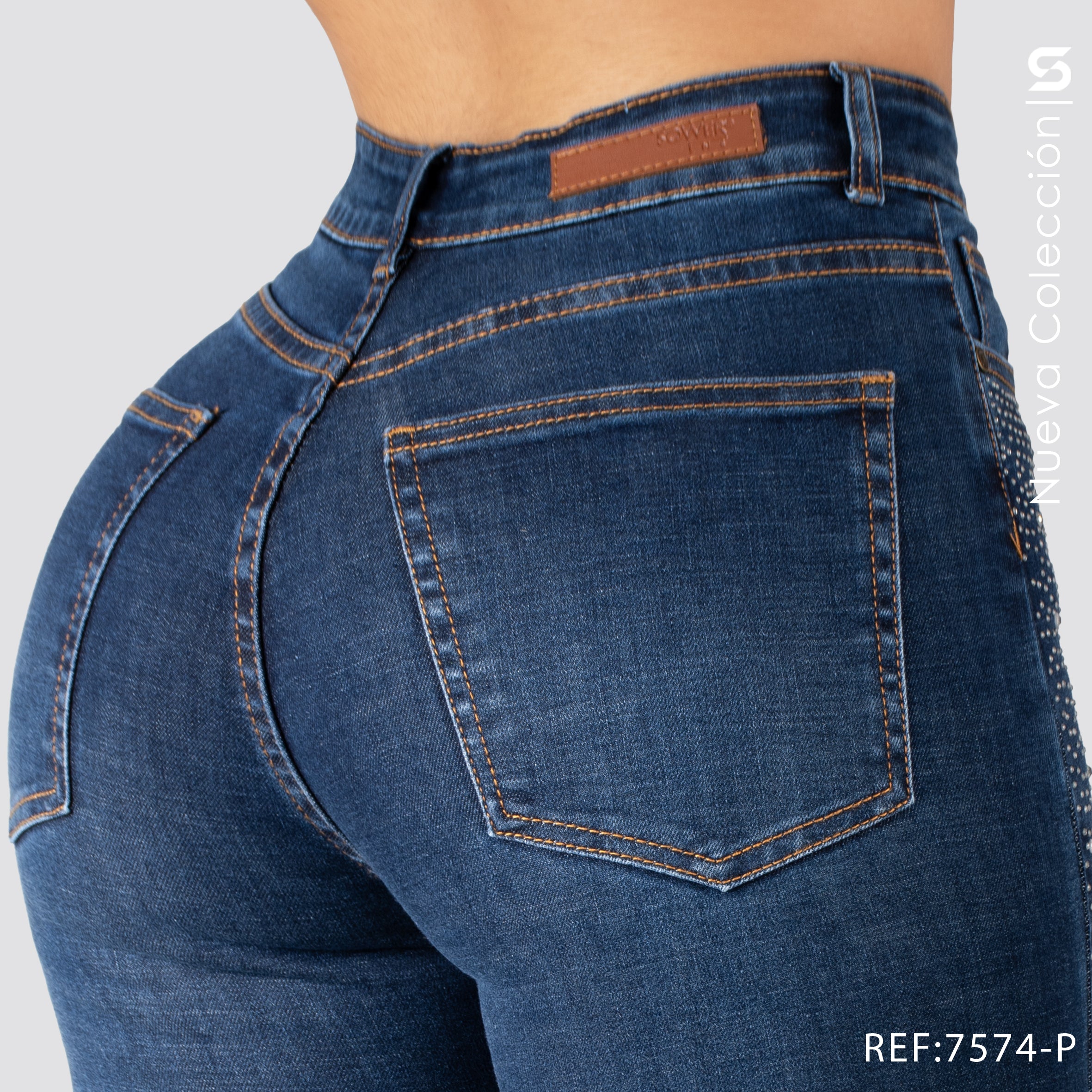 Jeans Mom Bota Ancha Alto S7574-P
