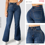 Jeans Mom Bota Ancha Alto S7574-P