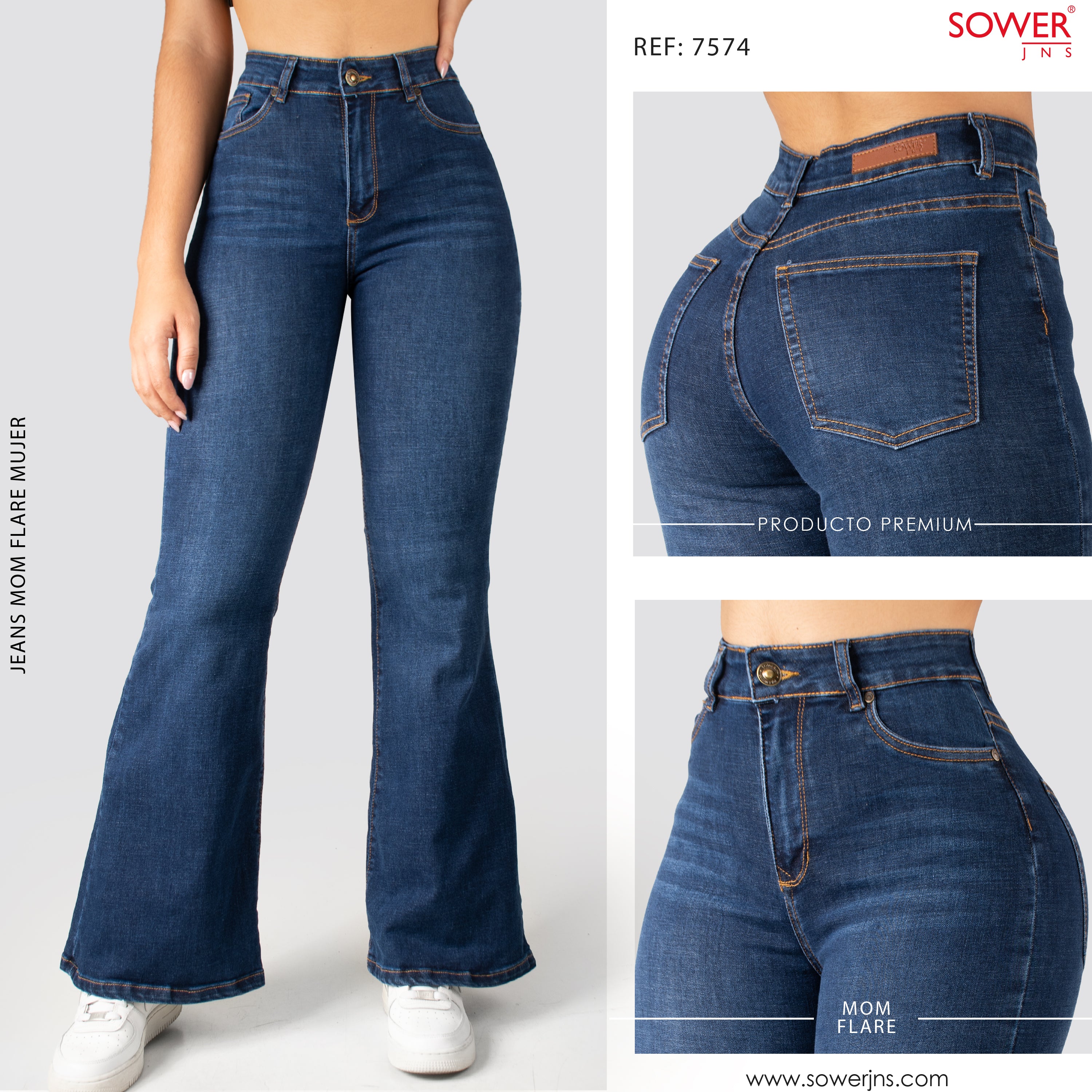Jeans Mom Bota Ancha Alto S7574