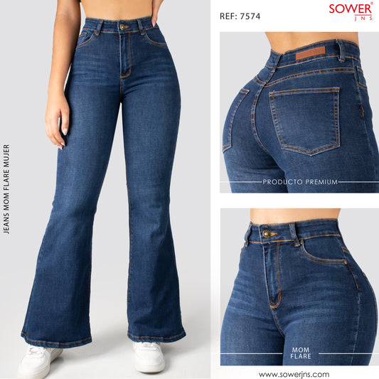 Jeans Mom Bota Ancha Alto S7574