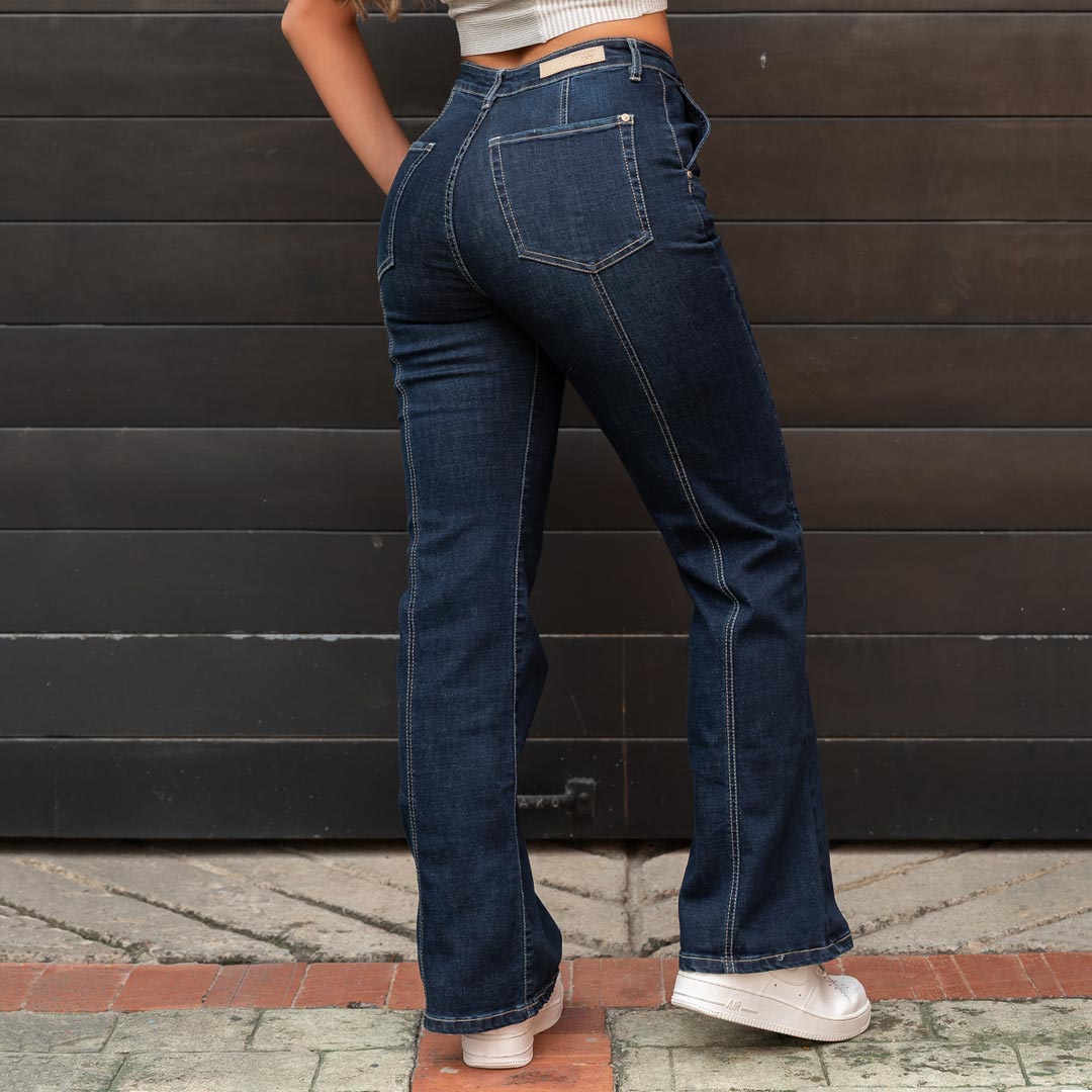 Jeans Mom Flare Tiro Alto S7580