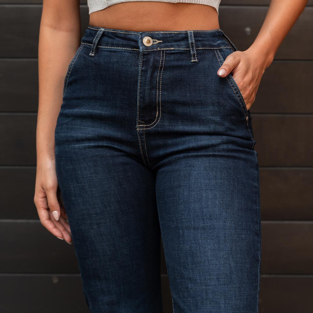 Jeans Mom Flare Tiro Alto S7580