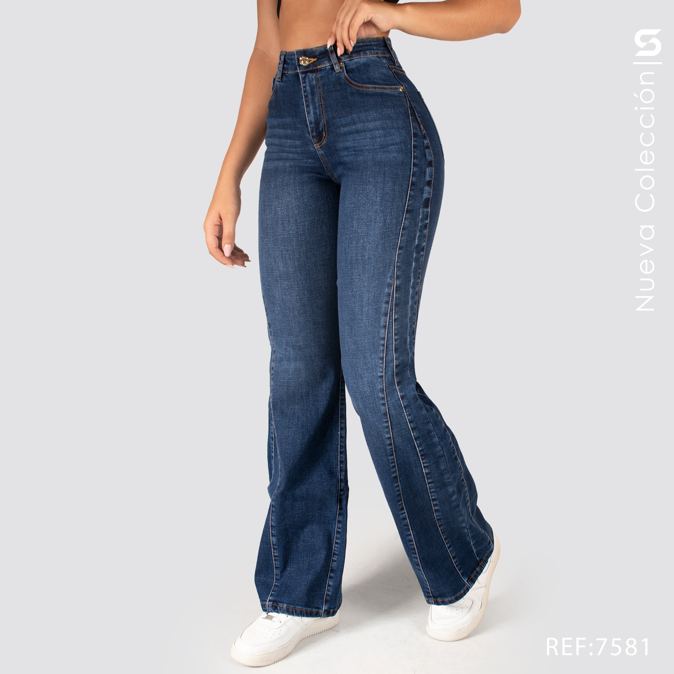 Jeans Mom Flare Tiro Alto S7581