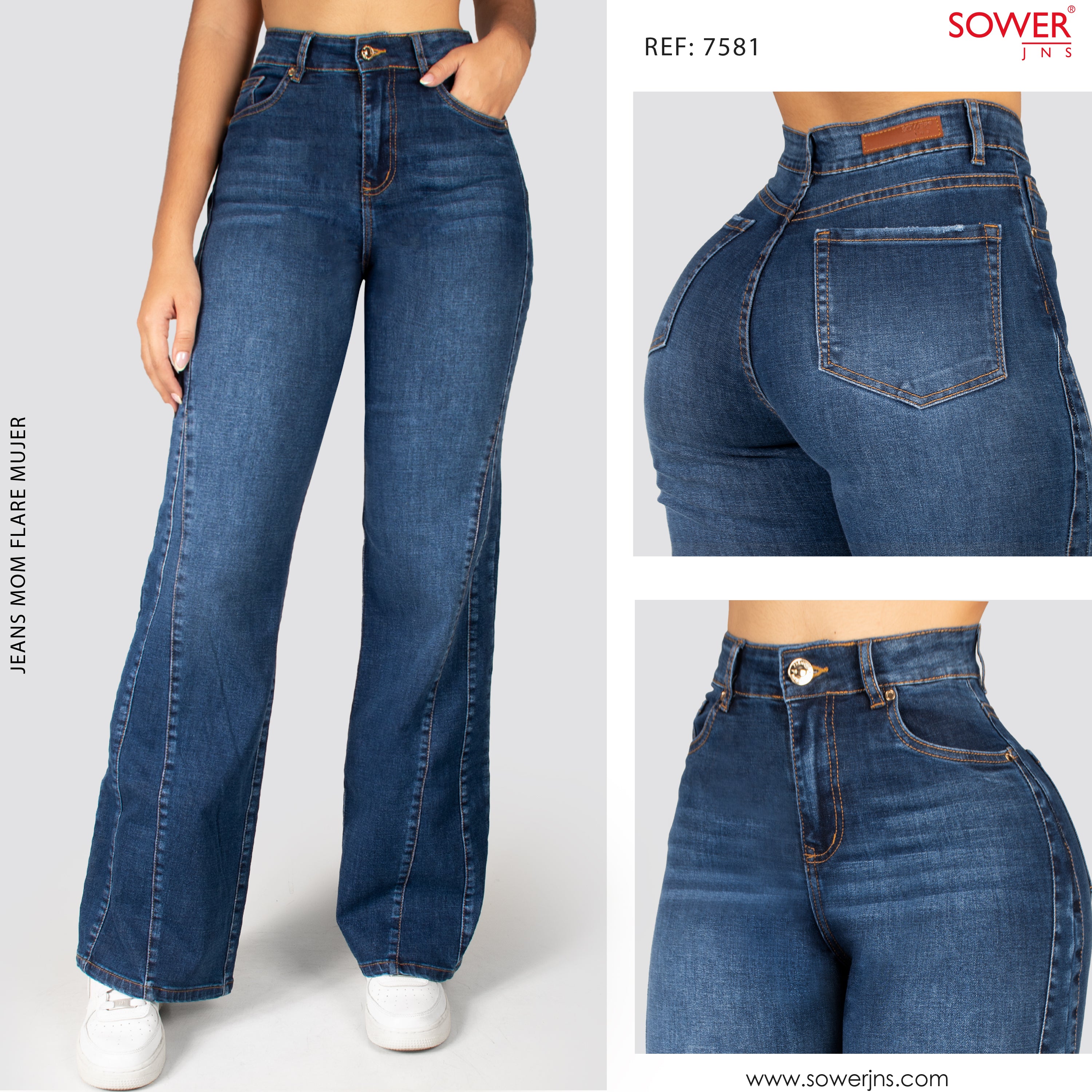Jeans Mom Flare Tiro Alto S7581