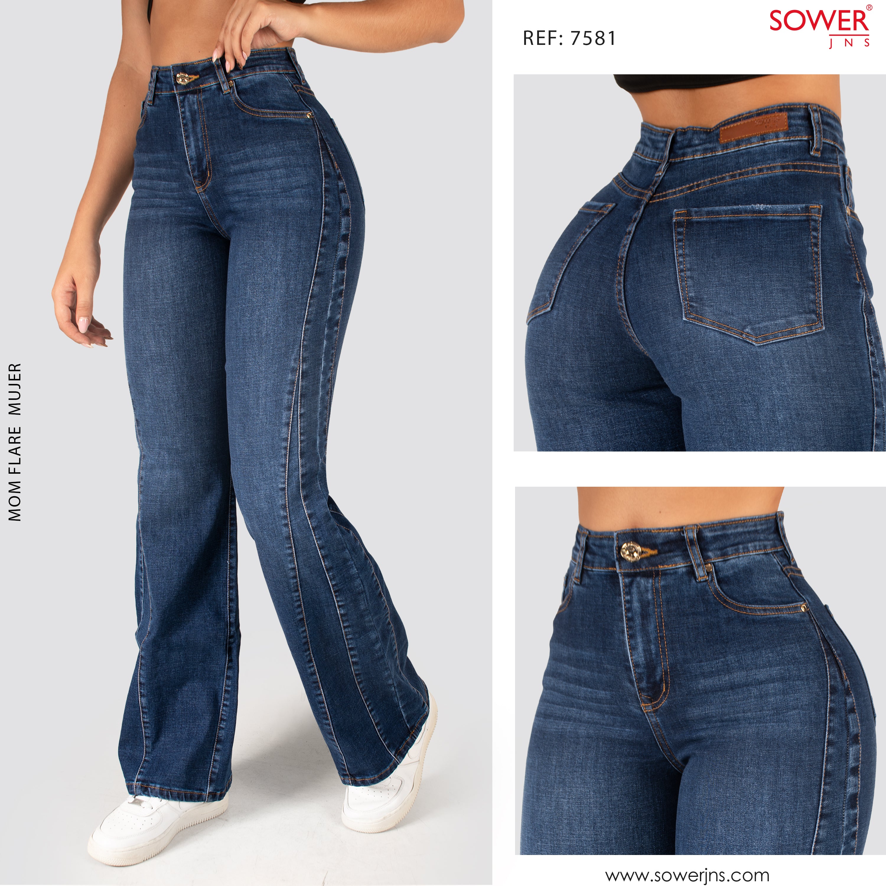 Jeans Mom Flare Tiro Alto S7581