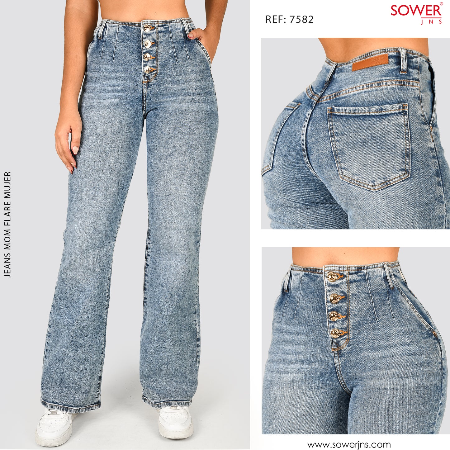 Jeans Mom Flare Tiro Alto S7582
