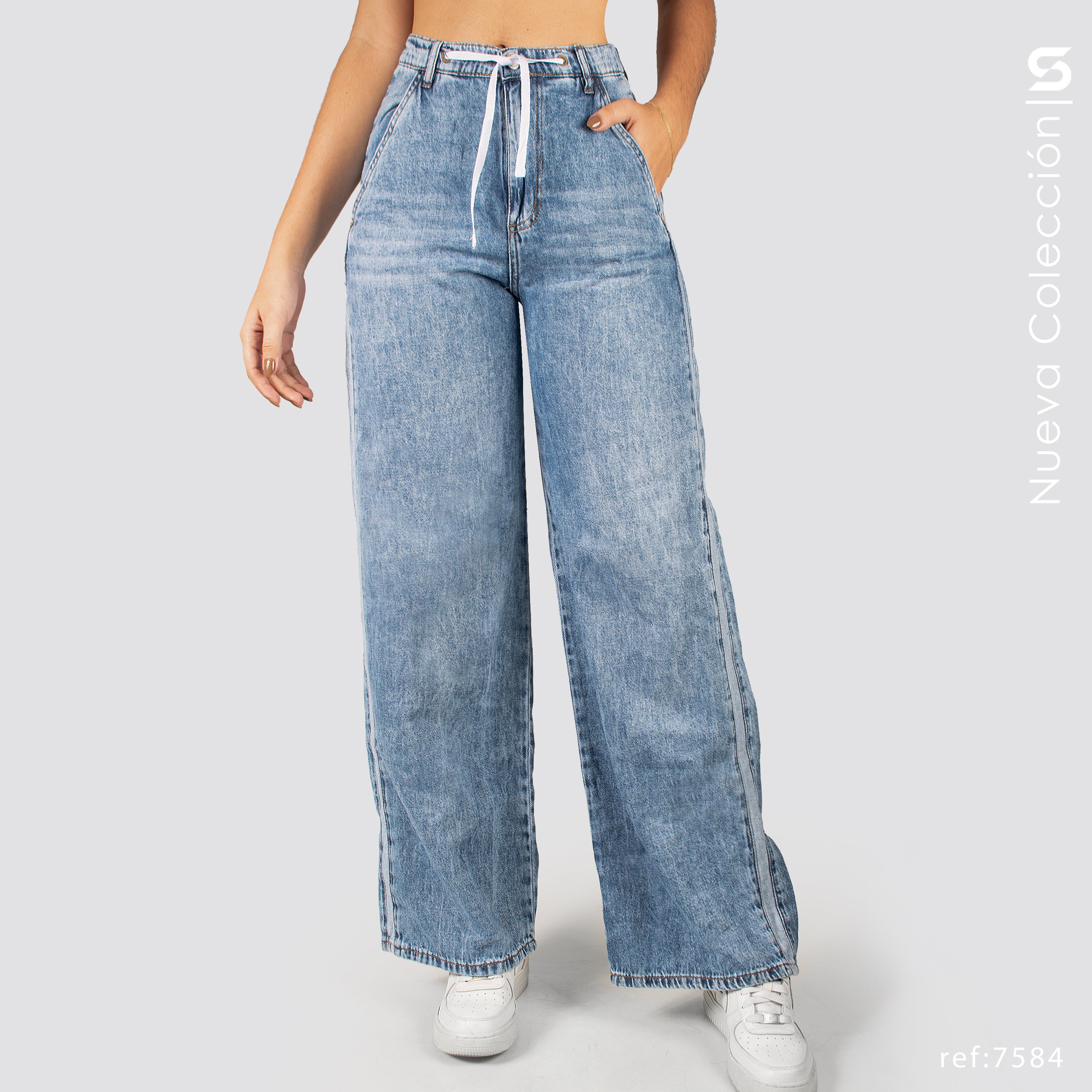 Jeans Mom Flare Rigido Tiro Alto S7584