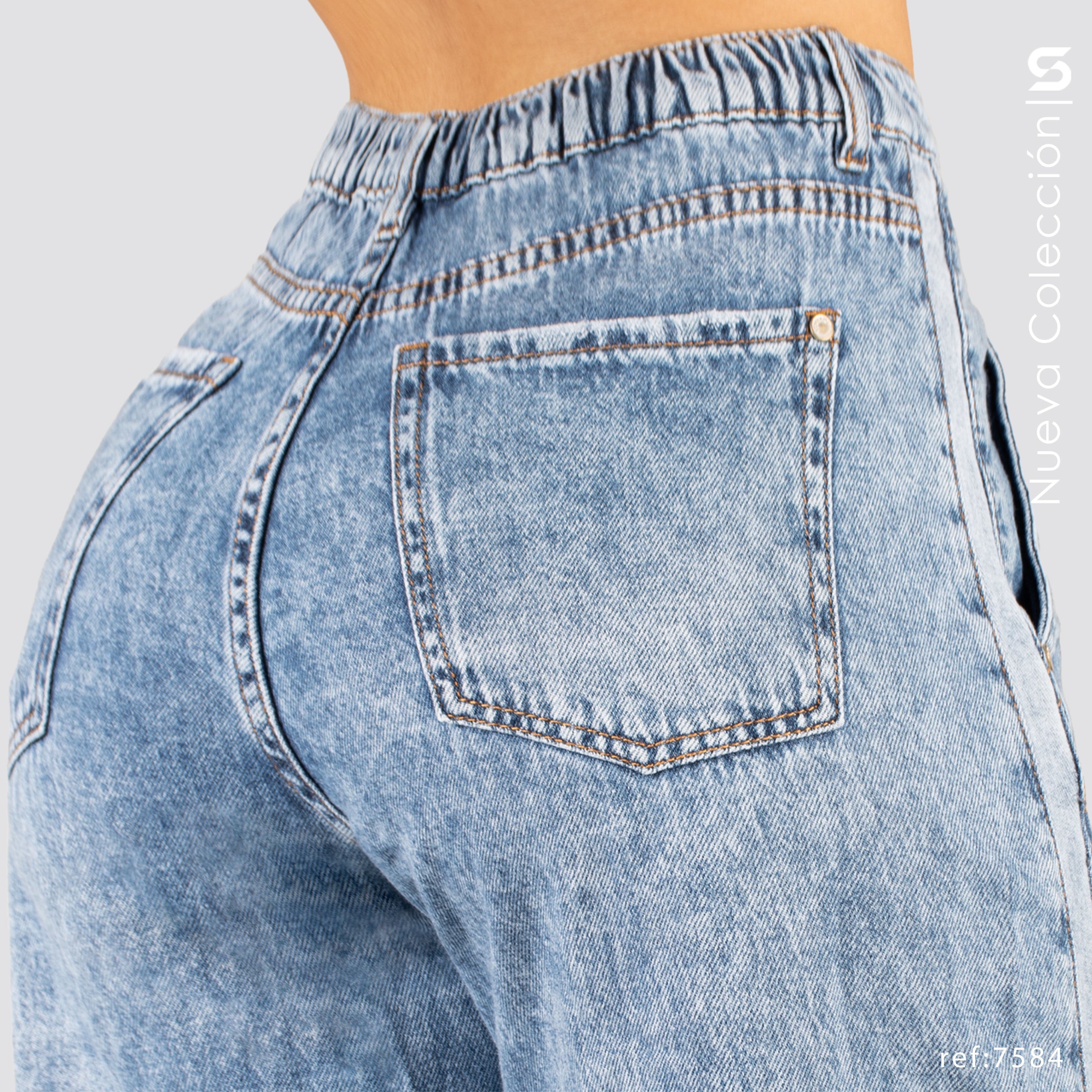 Jeans Mom Flare Rigido Tiro Alto S7584