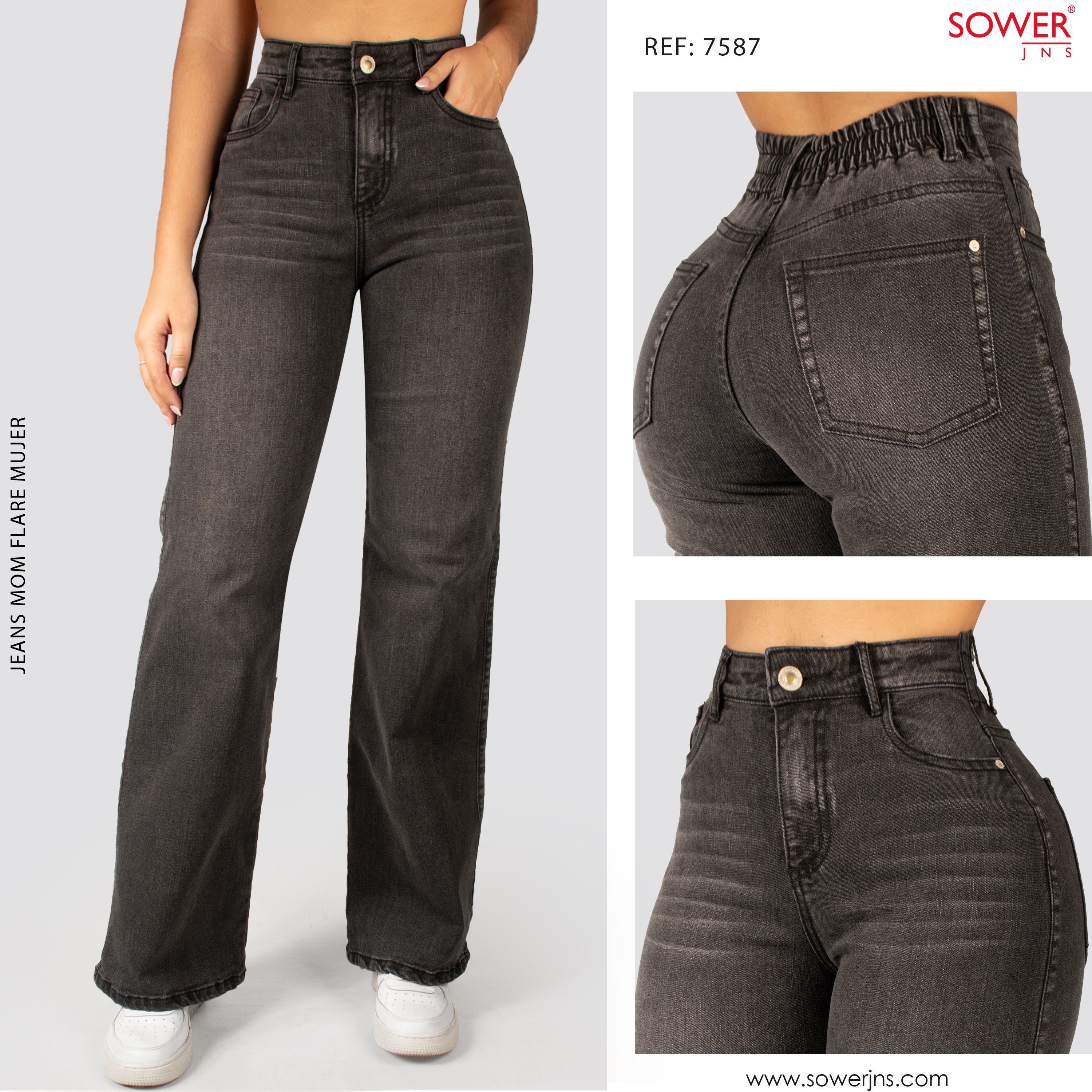 Jeans Mom Flare Tiro Alto S7587