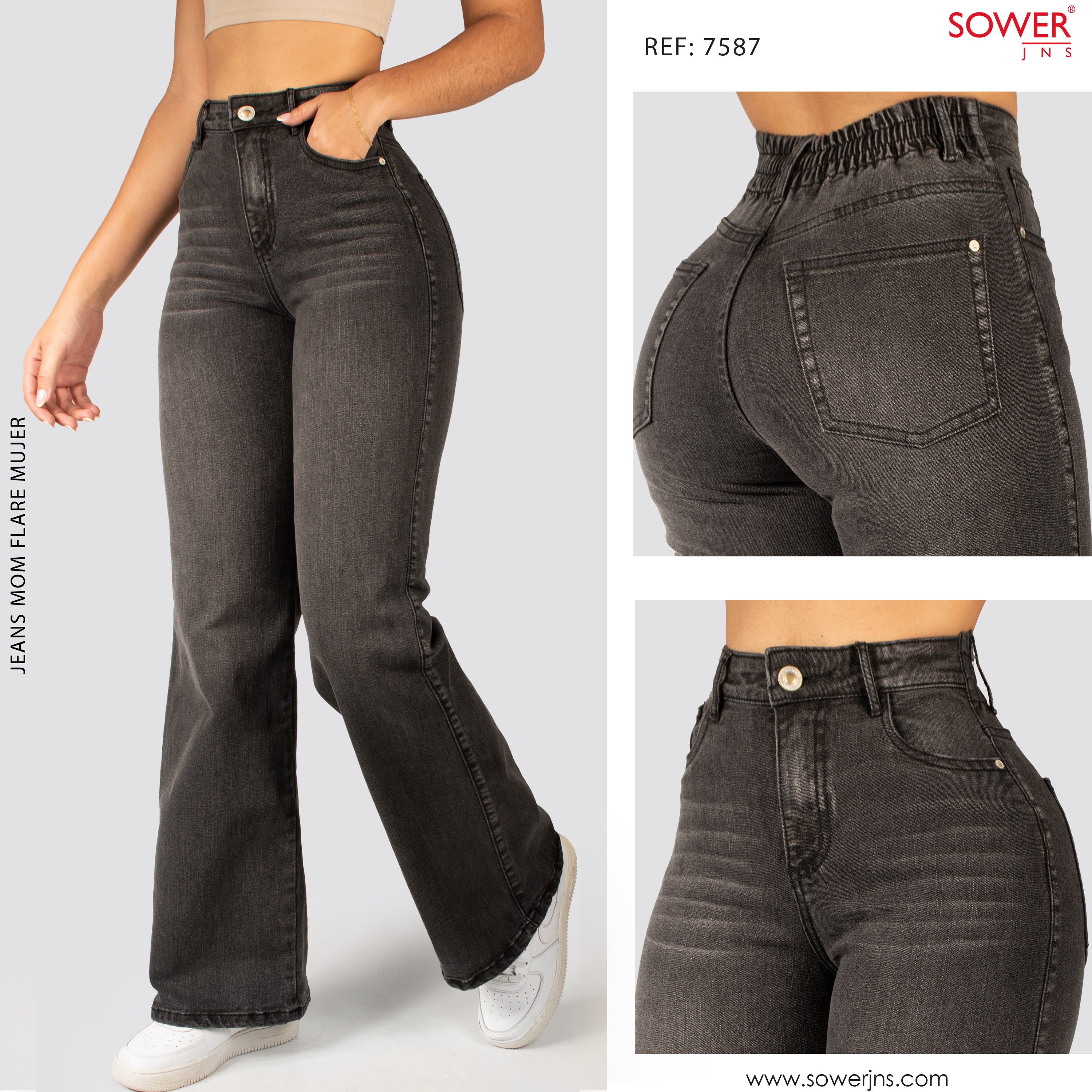 Jeans Mom Flare Tiro Alto S7587