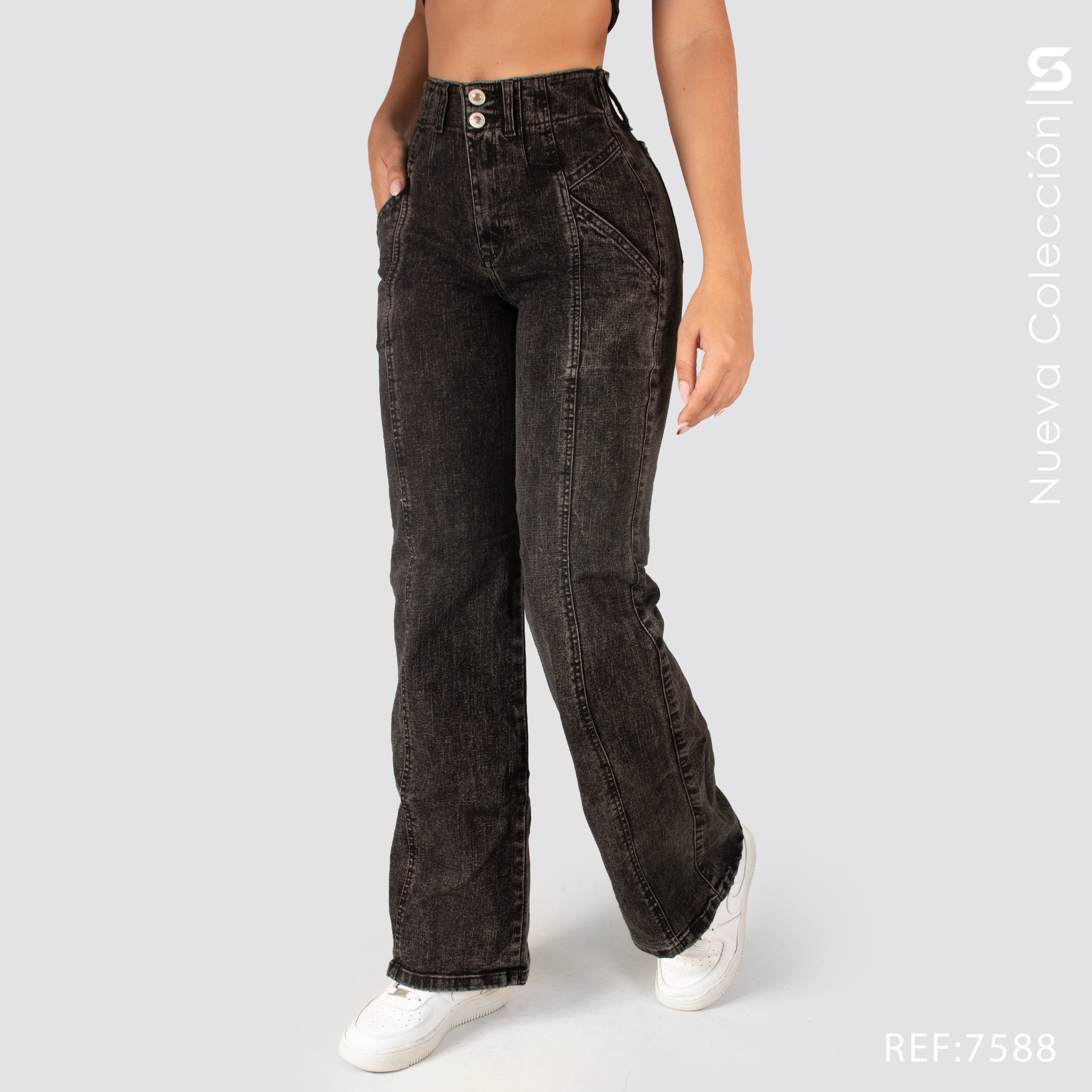 Jeans Mom Flare Tiro Alto S7588