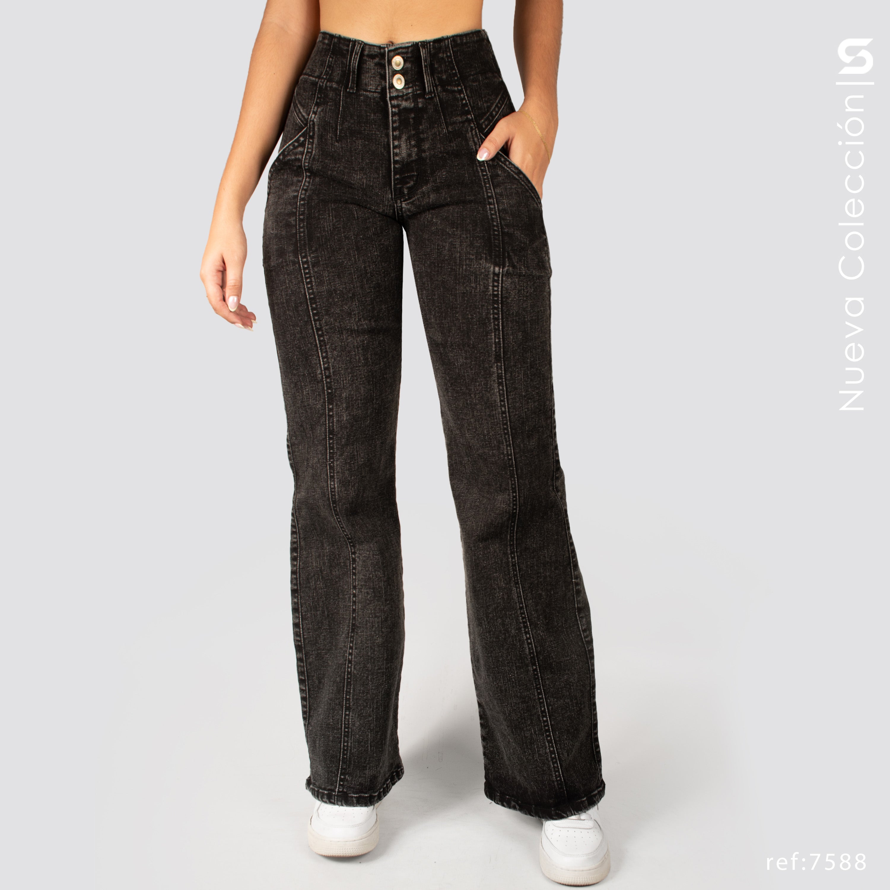 Jeans Mom Flare Tiro Alto S7588
