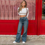 Jeans Mom Flare Rigido Tiro Alto S7592