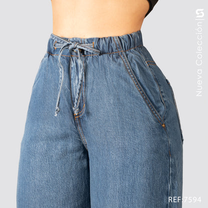 Jeans Mom Flare Rigido Tiro Alto S7594