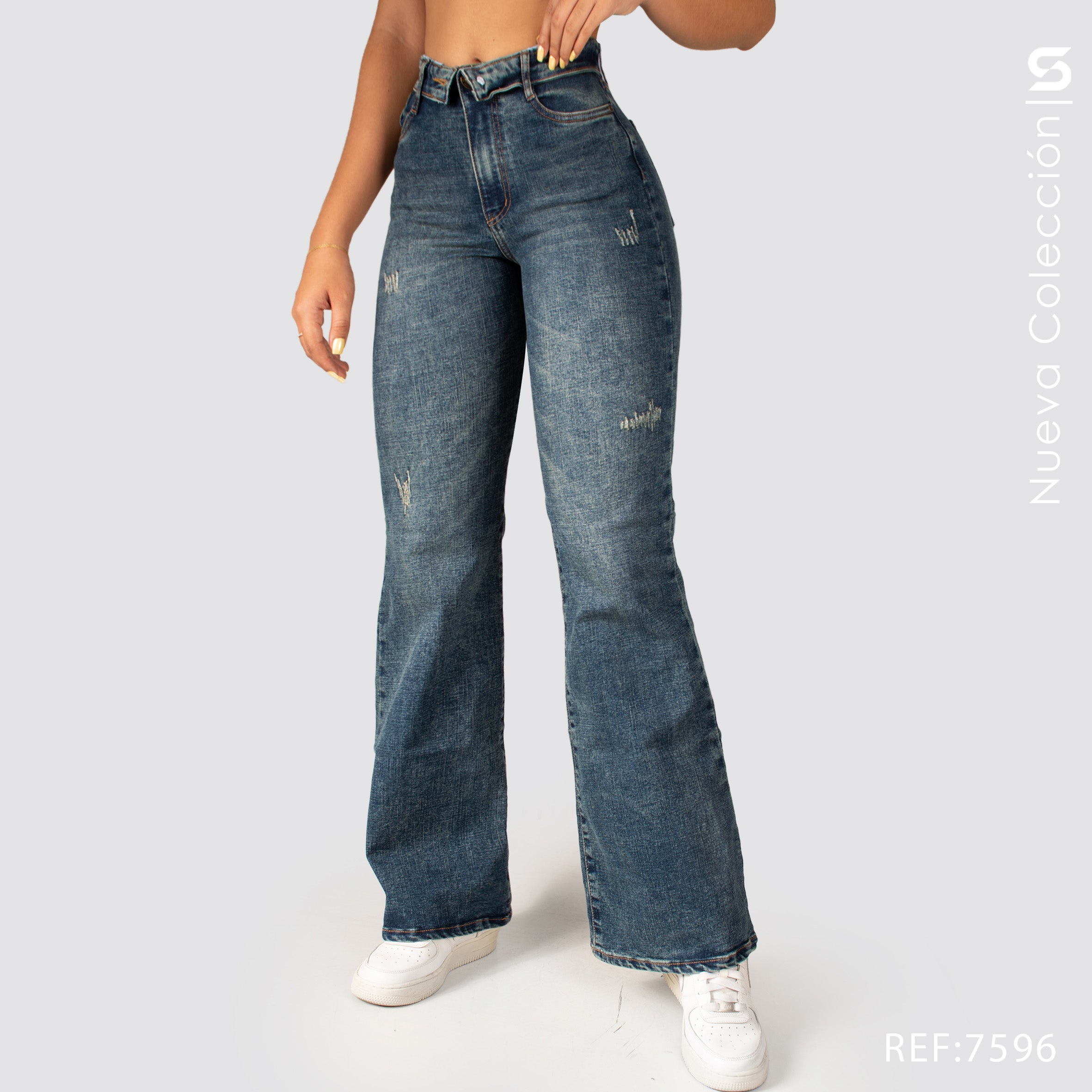 Jeans Mom Flare Tiro Alto S7596