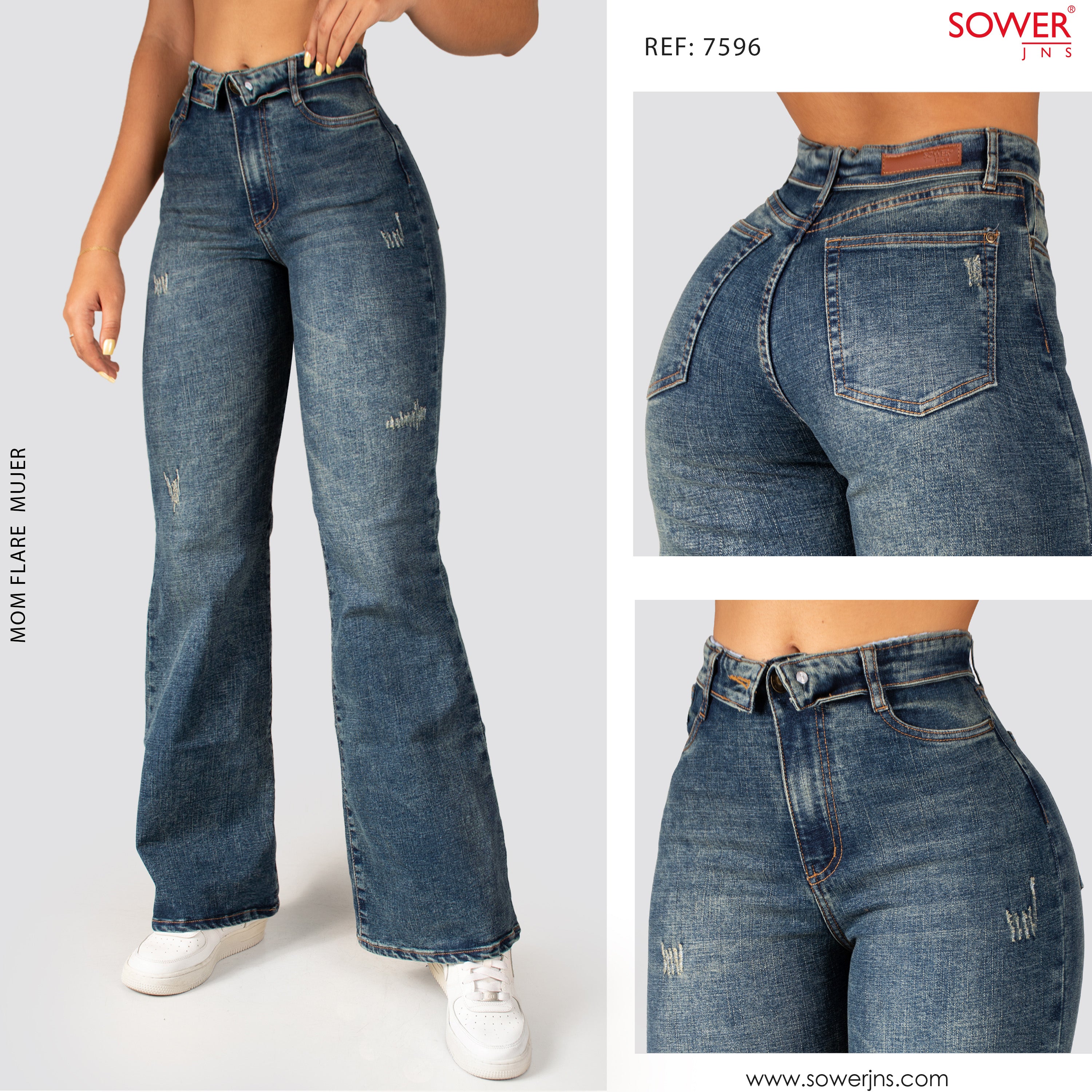 Jeans Mom Flare Tiro Alto S7596