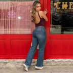 Jeans Mom Flare Tiro Alto S7598