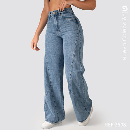 Jeans Wide Leg Rigido Tiro Alto 7608