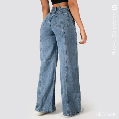 Jeans Wide Leg Rigido Tiro Alto 7608