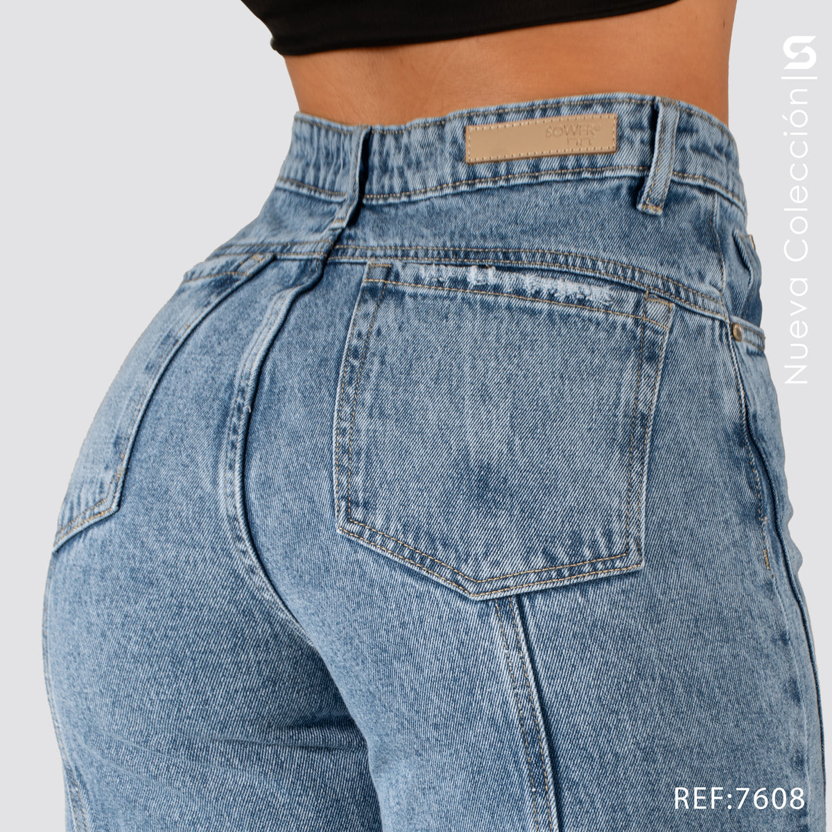 Jeans Wide Leg Rigido Tiro Alto 7608