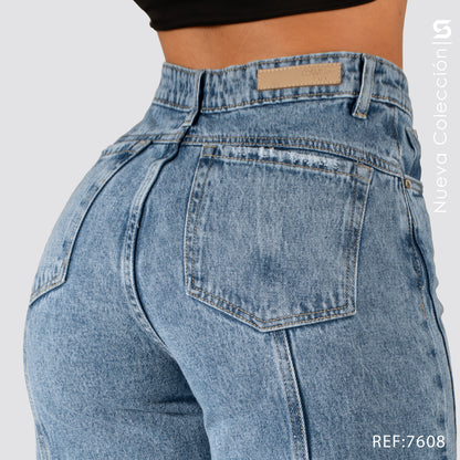 Jeans Wide Leg Rigido Tiro Alto 7608