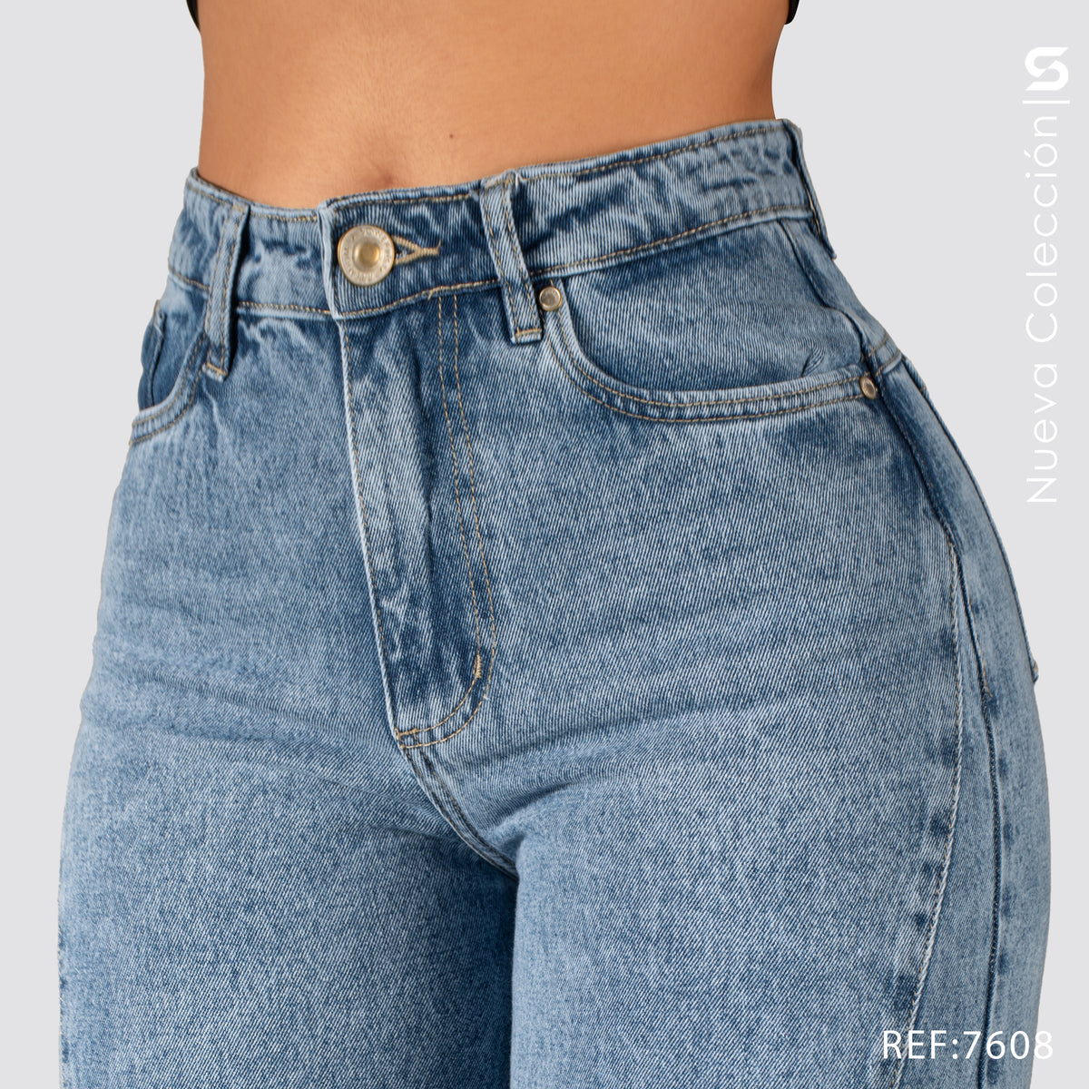 Jeans Wide Leg Rigido Tiro Alto 7608