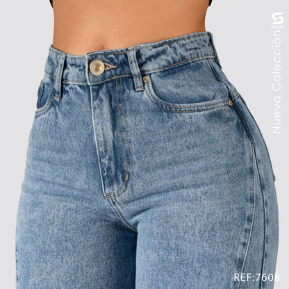 Jeans Wide Leg Rigido Tiro Alto 7608