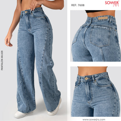 Jeans Wide Leg Rigido Tiro Alto 7608