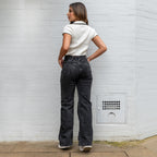Jeans Mom Flare Tiro Alto S7588